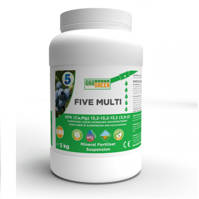 Multi 5 ГРОГРІН ФАЙВ МУЛЬТІ NPK 20-20-20+6CaO+3MgO+TE 5 КГ GROGREEN FIVE MULTI ...